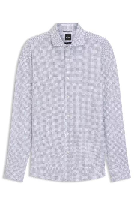 Printed slim-fit shirt in performance-stretch jersey