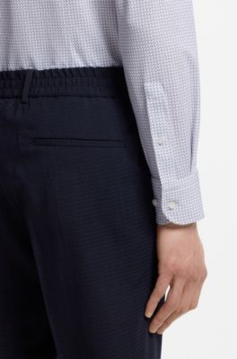 Printed slim-fit shirt in performance-stretch jersey, Light Blue