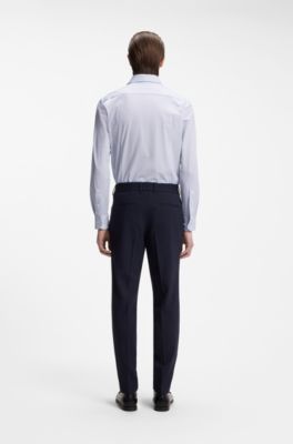 Printed slim-fit shirt in performance-stretch jersey, Light Blue