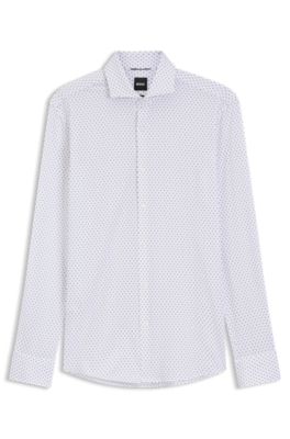 Printed slim-fit shirt in performance-stretch jersey, Patterned