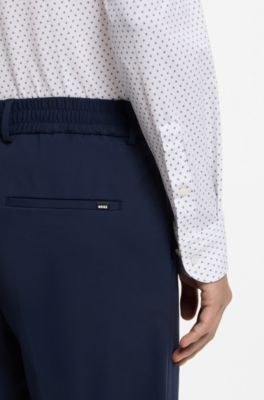 Camisa slim fit en punto t&eacute;cnico el&aacute;stico estampado, Celeste