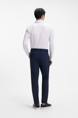 Camisa slim fit en punto t&eacute;cnico el&aacute;stico estampado, Celeste