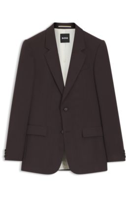 Veste de costume coupe d&eacute;contract&eacute;e en twill, Marron fonc&eacute;