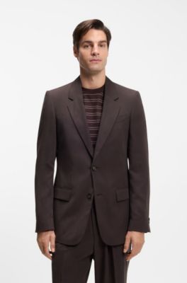 Americana relaxed fit de sarga, Marr&oacute;n oscuro
