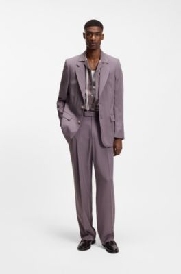 Veste de costume coupe d&eacute;contract&eacute;e en twill, Lilas
