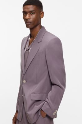 Veste de costume coupe d&eacute;contract&eacute;e en twill, Lilas