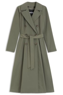 Trench d&eacute;perlant avec ceinture, Vert sombre