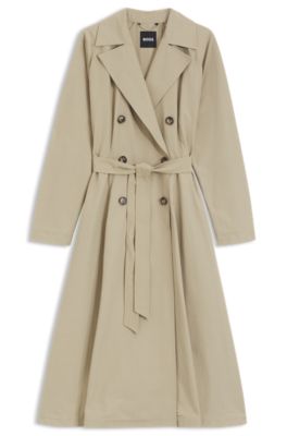 Gabardina repelente al agua con cintur&oacute;n, Desbordamiento de color beige