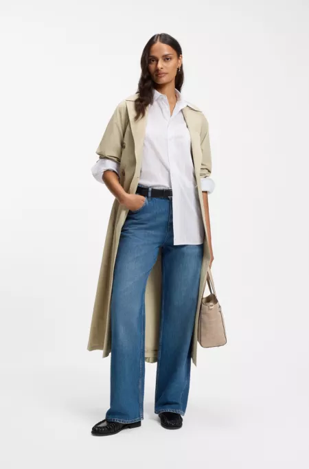 Water-repellent trench coat with belt