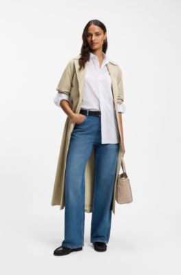 Water-repellent trench coat with belt, Beige