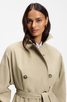 Water-repellent trench coat with belt, Beige