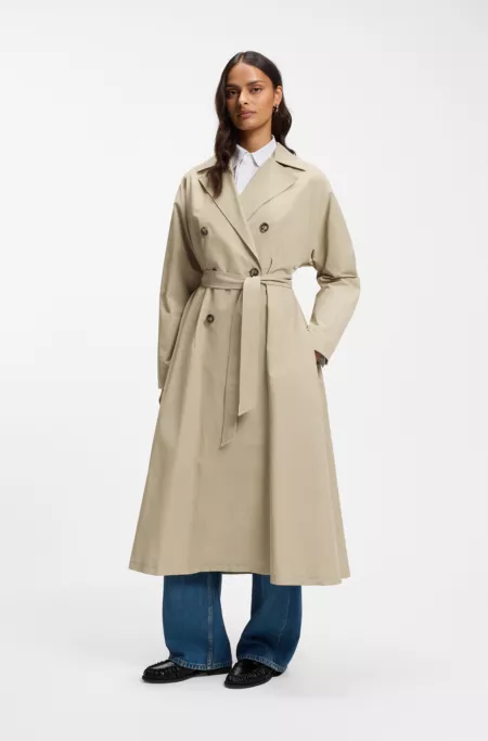 Water-repellent trench coat with belt