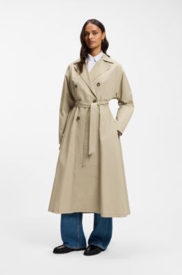 Water-repellent trench coat with belt, Beige