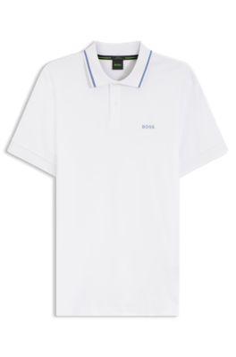 Paddy slim-fit polo shirt in interlock cotton, White