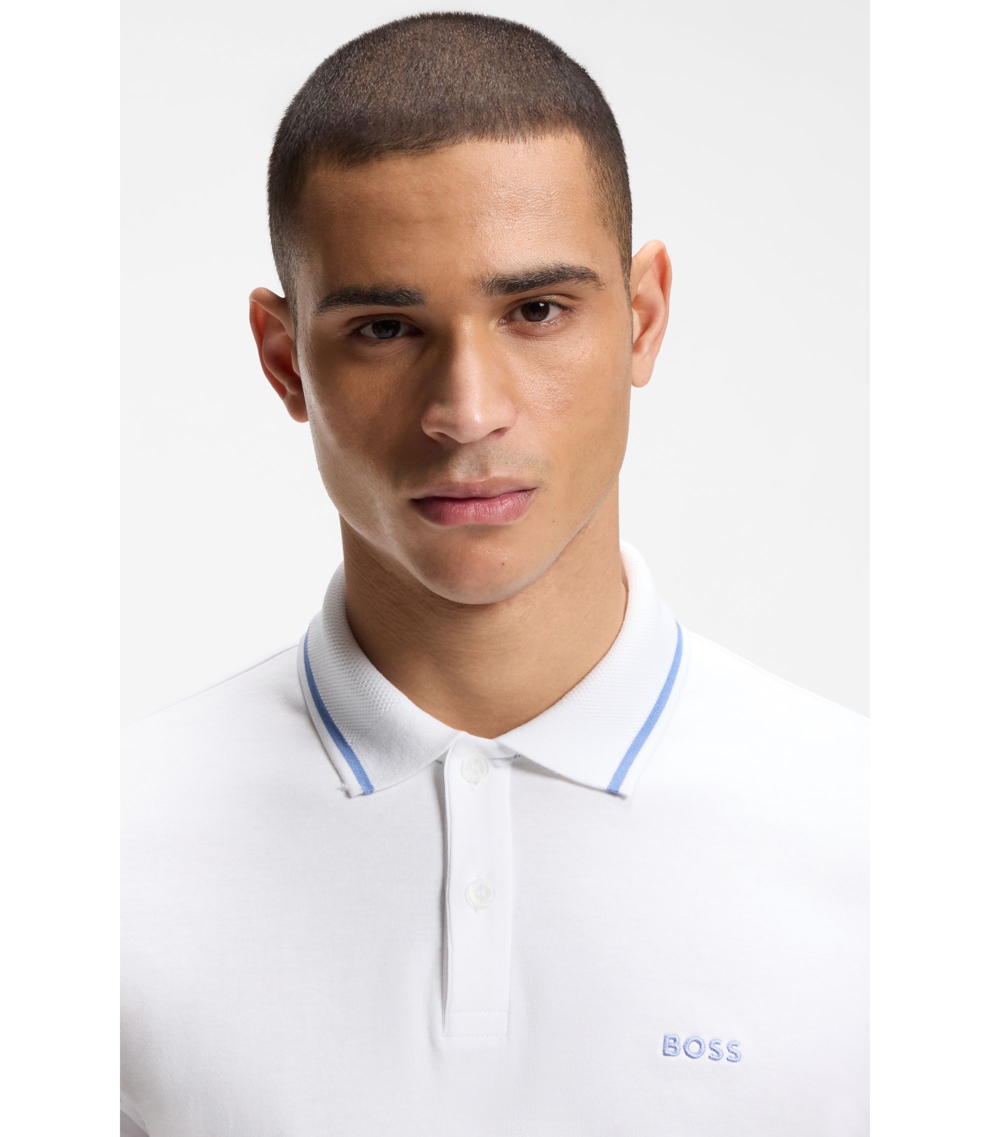 BOSS - Paddy slim-fit polo shirt in interlock cotton - White