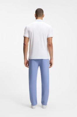 Paddy slim-fit polo shirt in interlock cotton, White