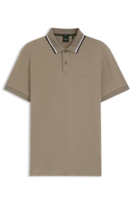 Paddy slim-fit polo shirt in interlock cotton, Light Green