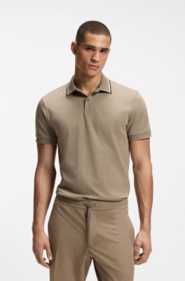 Polo Paddy Slim en coton interlock, Chaux