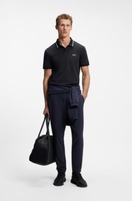 Paddy slim-fit polo shirt in interlock cotton, Dark Blue