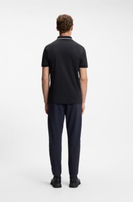 Polo Paddy slim fit de algod&oacute;n interlock, Azul oscuro