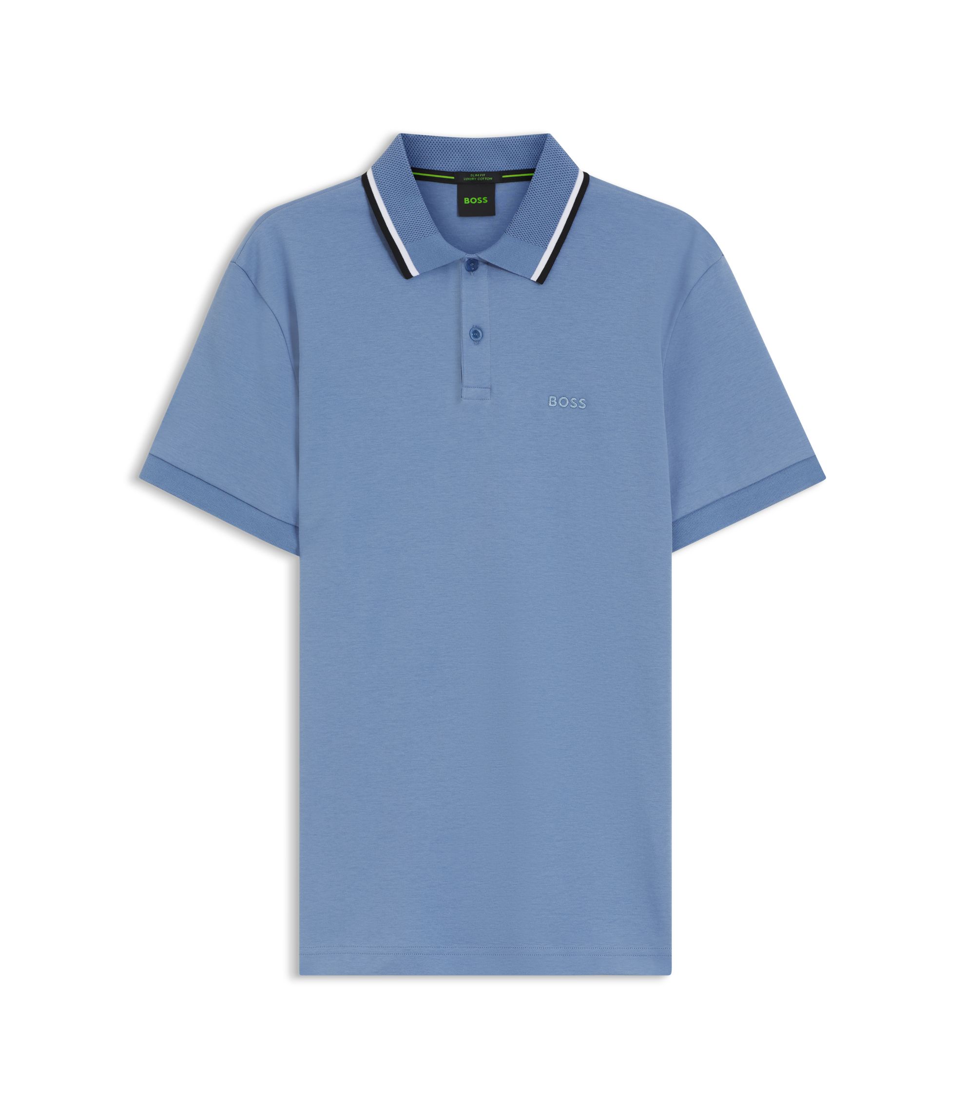 BOSS - Paddy slim-fit polo shirt in interlock cotton - Light Blue