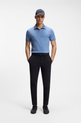 Paddy slim-fit polo shirt in interlock cotton, Light Blue