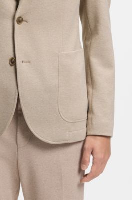 Slim-fit jacket with integrated hoodie, Khaki
