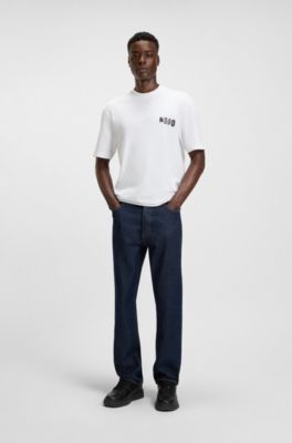 T-shirt en jersey de coton &agrave; logo artistique, Blanc