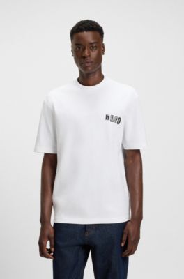 T-shirt en jersey de coton &agrave; logo artistique, Blanc