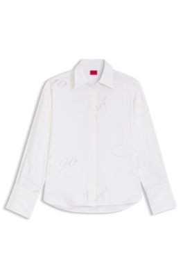 Blusa oversize fit con logo estampado desgastado, Fantas&iacute;a