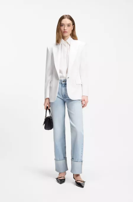Oversized-fit blouse with burnout logo print