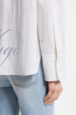 Blusa oversize fit con logo estampado desgastado, Fantas&iacute;a