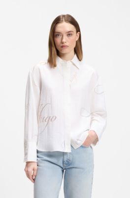 Blusa oversize fit con logo estampado desgastado, Fantas&iacute;a