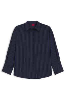 Blusa regular fit en popel&iacute;n de algod&oacute;n con raya diplom&aacute;tica, Fantas&iacute;a