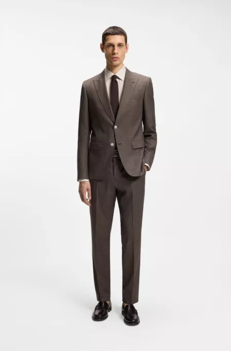 Slim-fit jacket in virgin wool, silk and linen