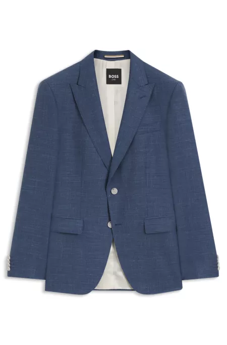 Slim-fit jacket in virgin wool, silk and linen