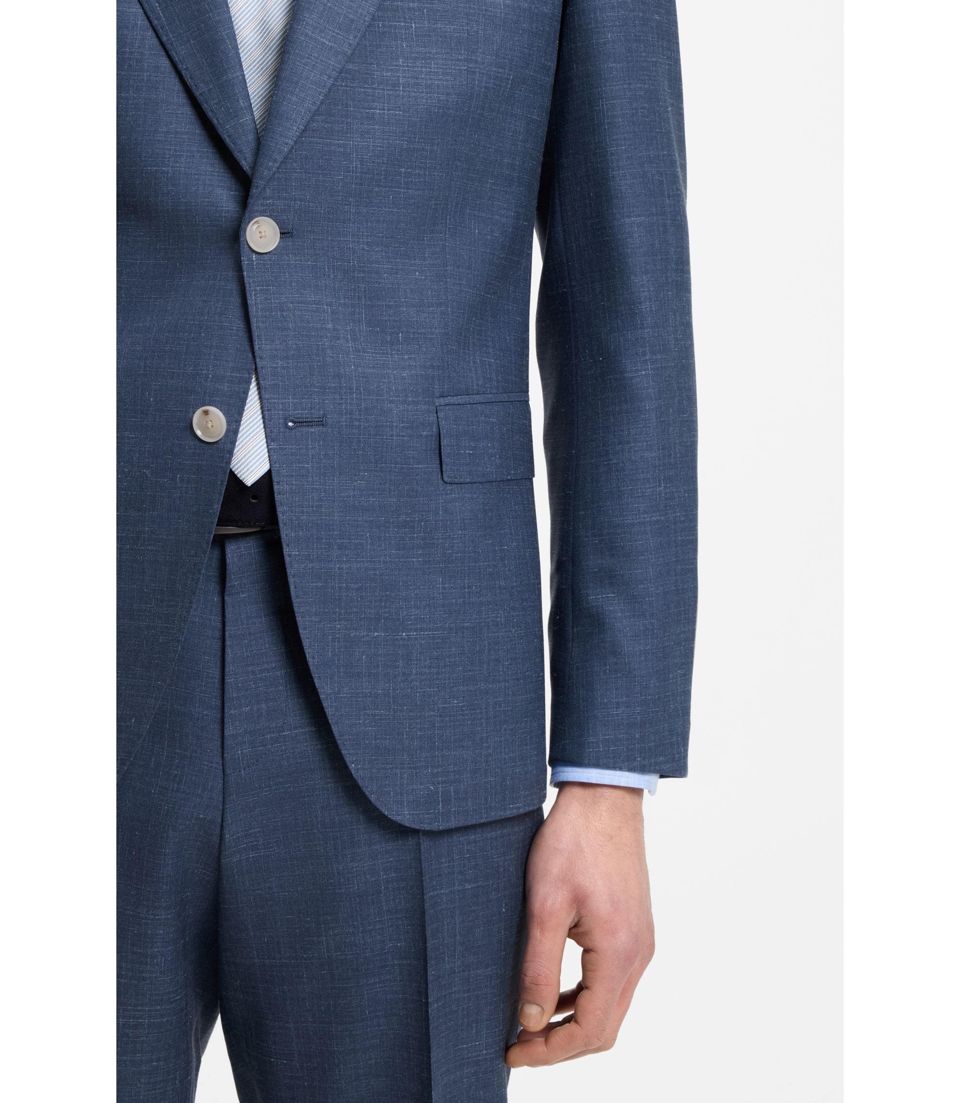 BOSS - BOSS ONE Slim-fit jacket in virgin wool, silk and linen
