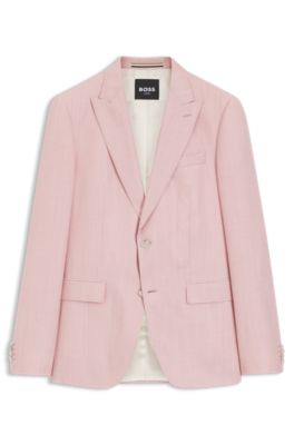 Slim-fit jacket in virgin wool, silk and linen, light pink