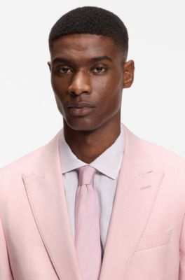 Slim-fit jacket in virgin wool, silk and linen, light pink
