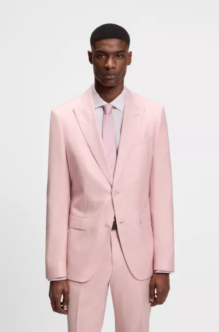 Slim-fit jacket in virgin wool, silk and linen