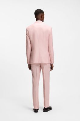 Slim-fit jacket in virgin wool, silk and linen, light pink