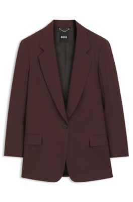 Relaxed-fit tailored blazer in virgin-wool blend, Dark Brown