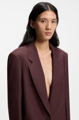Relaxed-fit tailored blazer in virgin-wool blend, Dark Brown