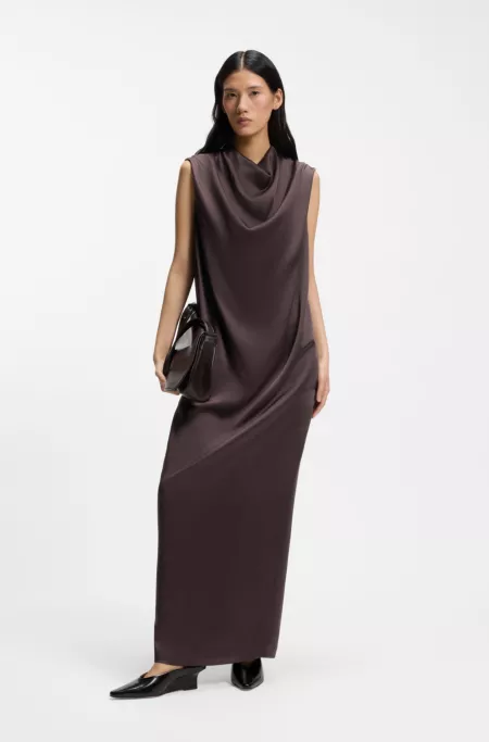 Maxi dress in high-shine sable