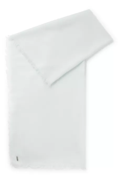 Lightweight wool scarf with fringed trims