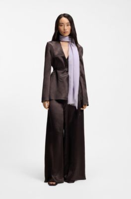 &Eacute;charpe l&eacute;g&egrave;re en mohair &agrave; franges, Violet clair