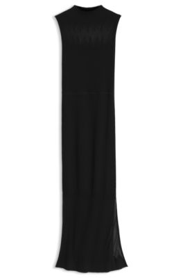 Knitted tube dress with sheer detailing, Black
