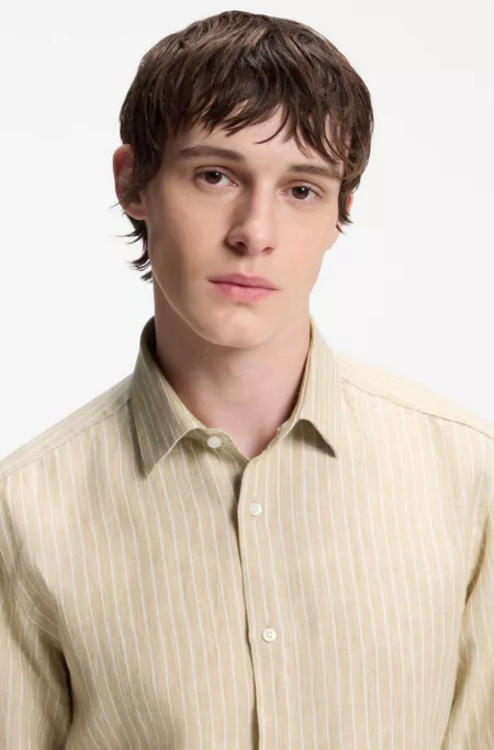 Modern-fit shirt in striped linen