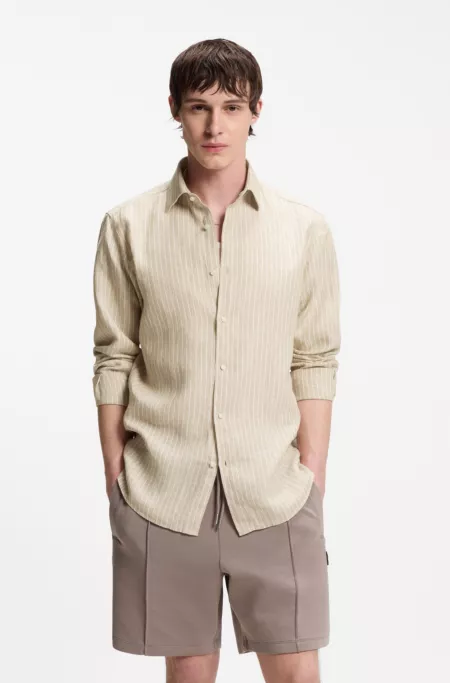 Modern-fit shirt in striped linen