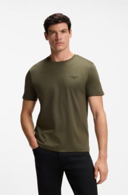 Porsche x BOSS mercerized-cotton T-shirt with reflective branding, Light Green